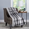 Hastings Home Plaid Faux Fur Throw, Luxurious, Soft, Hypoallergenic Plaid Printed Flannel Blanket, 60"x70", Grey 515307FQZ